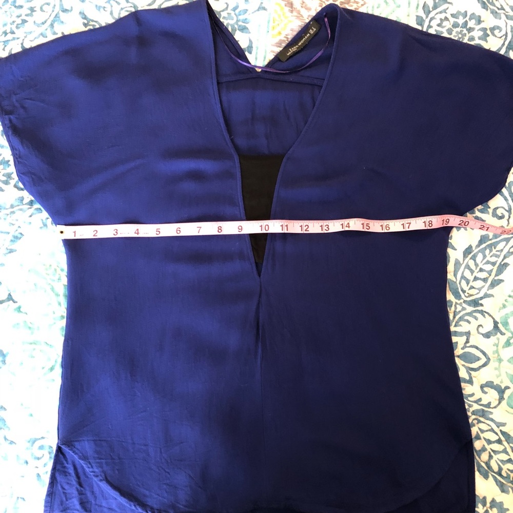 Zara women purple/blue top w/ peep hole in front S - Picture 5 of 8